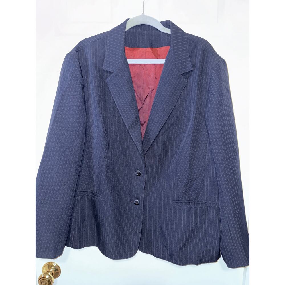 Villagio women’s plus size blue pinstripe 2 button notched collar blazer size 2X